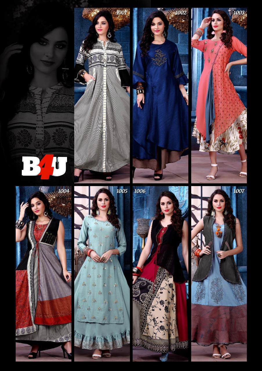 Kitty Party B4U Design Cora Silk Handwork Kurti Kitty Party B4U Design Cora Silk Handwork Kurti